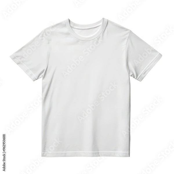 Fototapeta Plain white t-shirt isolate on transparent background, for mockup designs, png, cutout