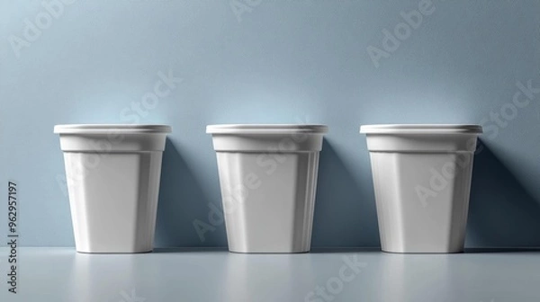 Fototapeta Minimalistic White Cups in a Row Generative AI