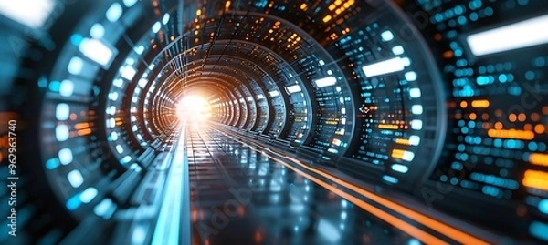 Fototapeta blue light tunnel