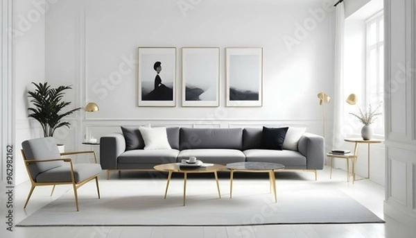 Fototapeta Photo interior modern design room 3d illustration