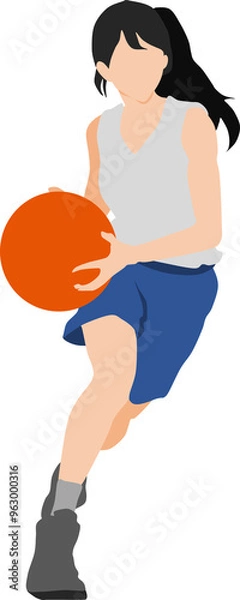Fototapeta バスケットボールをする女性のイラスト