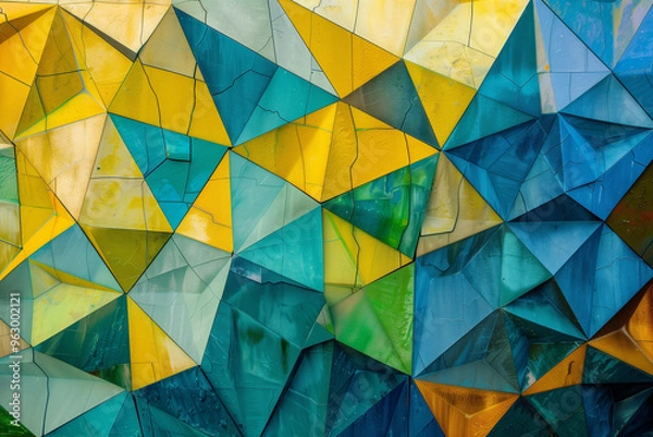 Fototapeta Colorful Digital Multi-Color yellow blue and Green Geometric Abstract Background Wallpaper Texture


