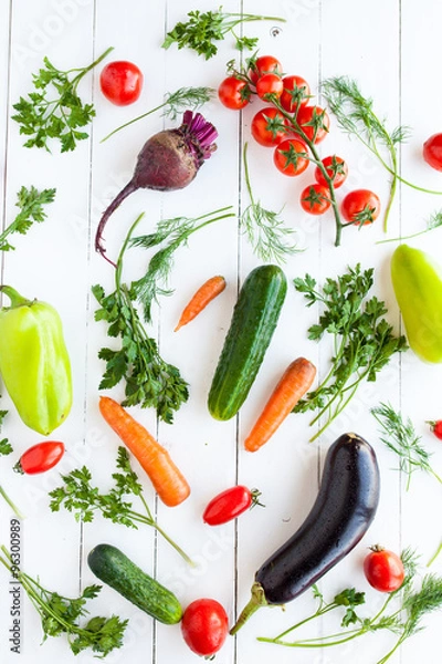 Obraz Raw vegetables on white background