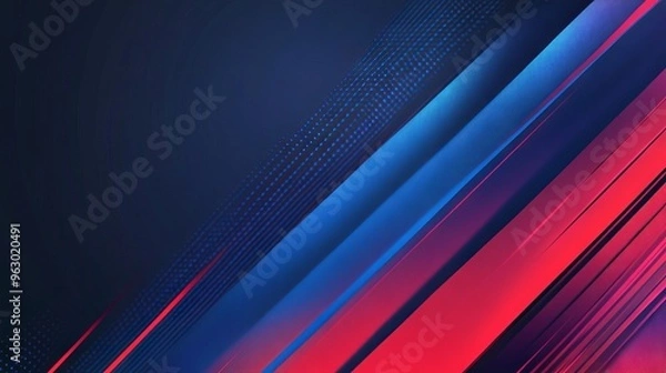 Fototapeta Dynamic blue and red abstract presentation background with diagonal stripe lines