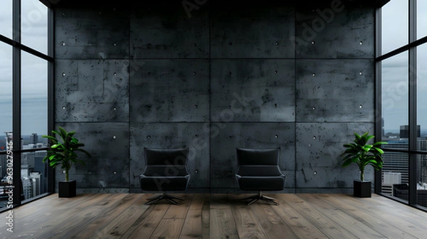 Obraz Modern Office Space With Large Windows Overlooking