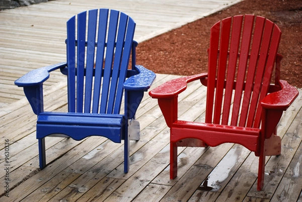 Fototapeta Blue and red chairs