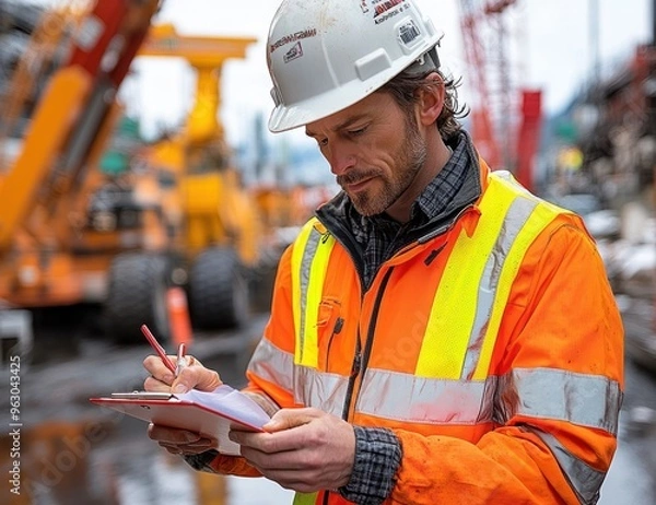 Fototapeta Construction Worker Taking Notes