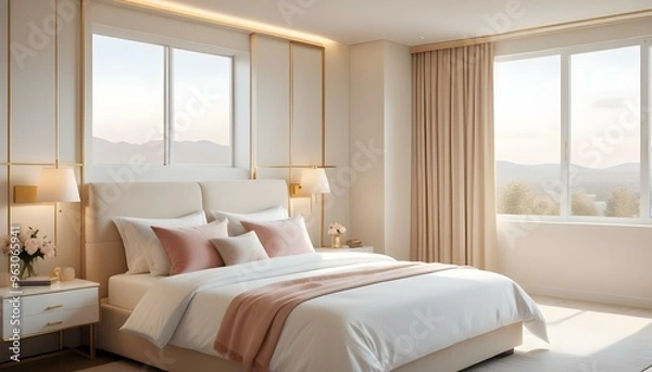 Fototapeta Photo interior modern design room 3d illustration