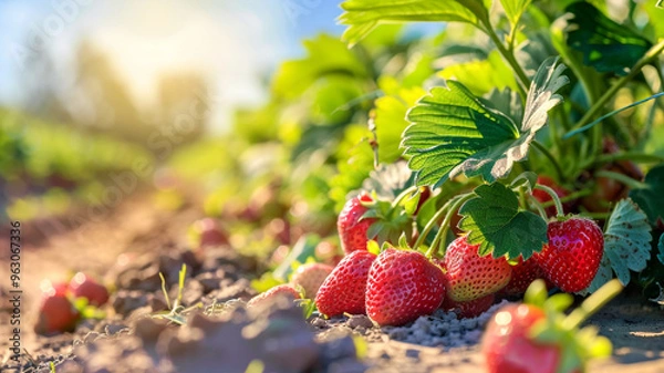 Obraz Strawberry patch in the beautiful day
