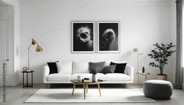 Fototapeta Photo interior modern design room 3d illustration