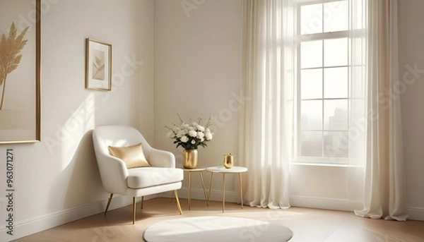 Fototapeta Photo interior modern design room 3d illustration