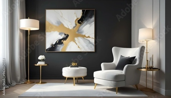 Fototapeta Photo interior modern design room 3d illustration