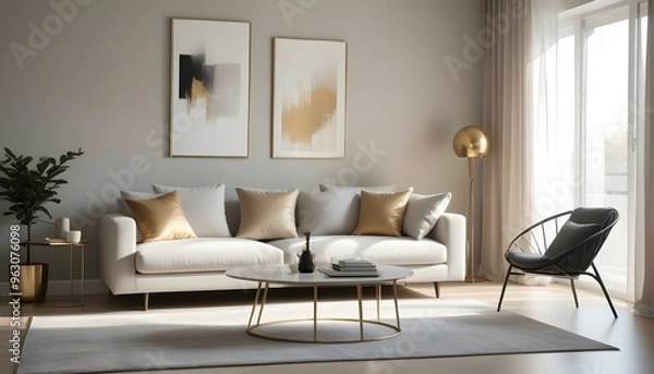 Fototapeta Photo interior modern design room 3d illustration