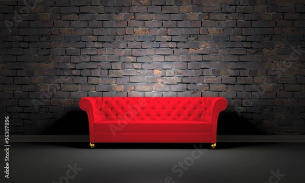 Obraz 3D lounge and brick wall