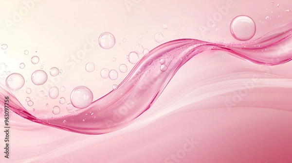Fototapeta Curved pink geometry with balls , Abstract pink background ,  beautifull abstract pink wave with boll on pink background 