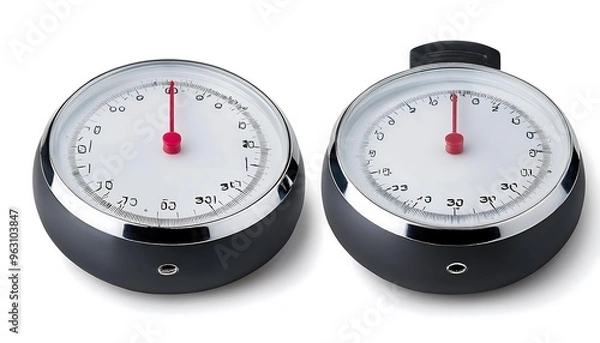 Obraz Full Depth of Field in Clipping Path for Kitchen Timers - Timers isolated with detailed focu