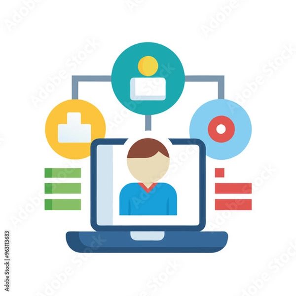 Fototapeta HR software icon simple hr software colored flat icon