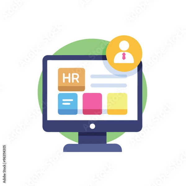 Fototapeta HR software icon simple hr software colored flat icon