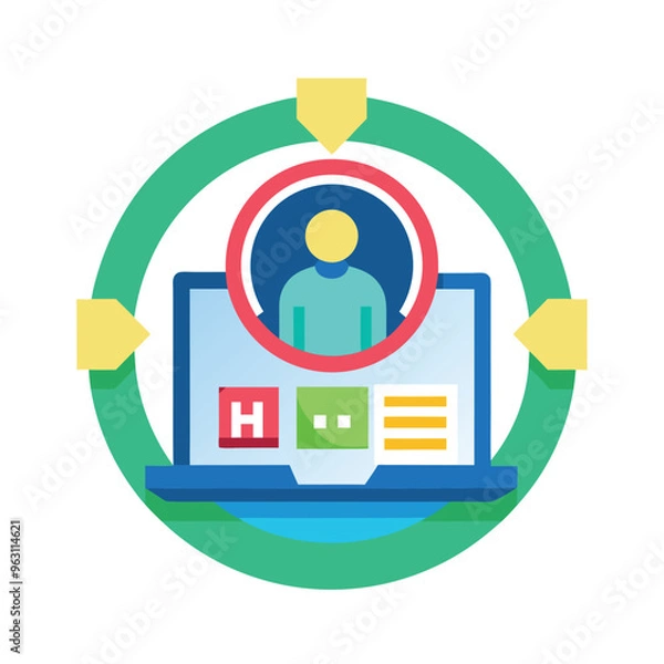 Fototapeta HR software icon simple hr software colored flat icon