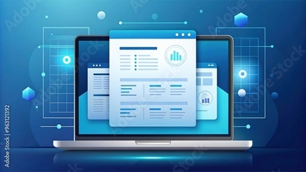 Fototapeta Futuristic vector illustration of a digital invoice with stylized icons and layout, conveying modernity and sleekness