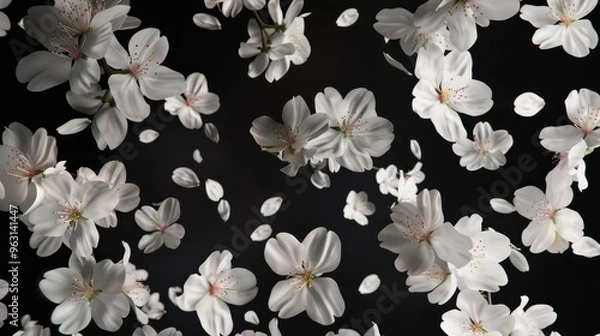 Fototapeta Cherry blossoms, specifically the variety known as Prunus serrulata, which are characterized by their white petals with red centers