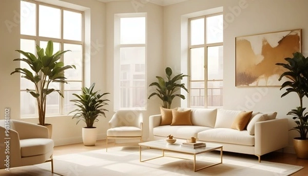 Fototapeta Photo interior modern design room 3d illustration