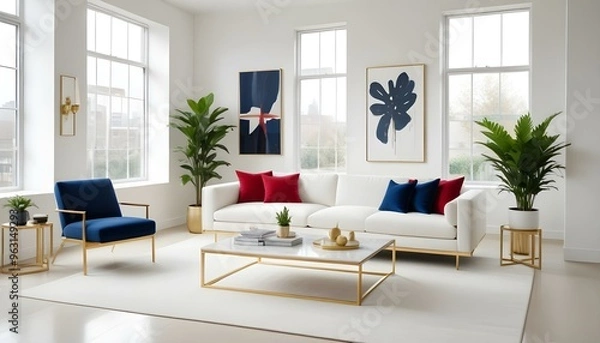 Fototapeta Photo interior modern design room 3d illustration