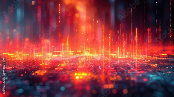 Fototapeta Dynamic abstract technology background  illustration.