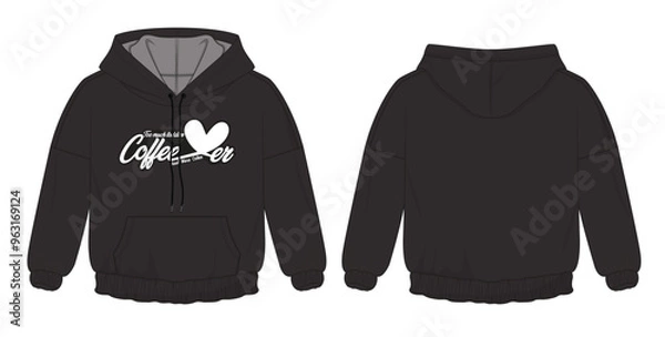 Obraz Long Sleeve Drop Shoulder Hoodie with Print Design