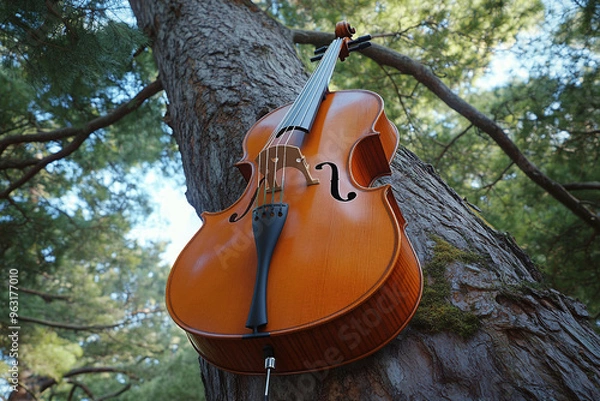 Fototapeta A Surreal Symphony: Cello Tree