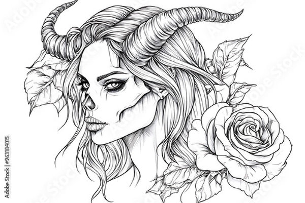 Obraz Black and white artistic skull logo. Can be used as tattoo.