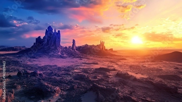 Fototapeta Sunset Over Rock Formations