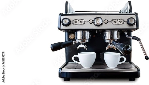 Fototapeta Full Depth of Field in Clipping Path for Espresso Machines - Espresso machines isolated with
