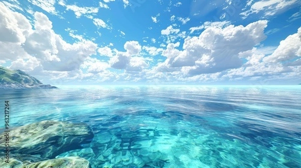 Fototapeta Tranquil Ocean and Azure Sky Setting.