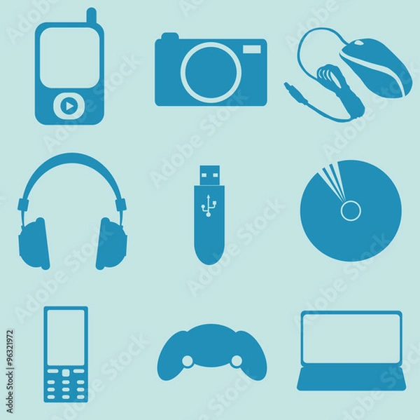 Fototapeta Electronic devices objects icons