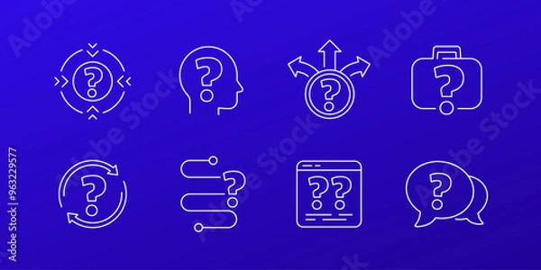 Obraz question, problem, unknown line icons with question marks