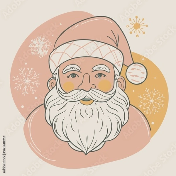 Obraz Santa face Color blobs art design on white background.