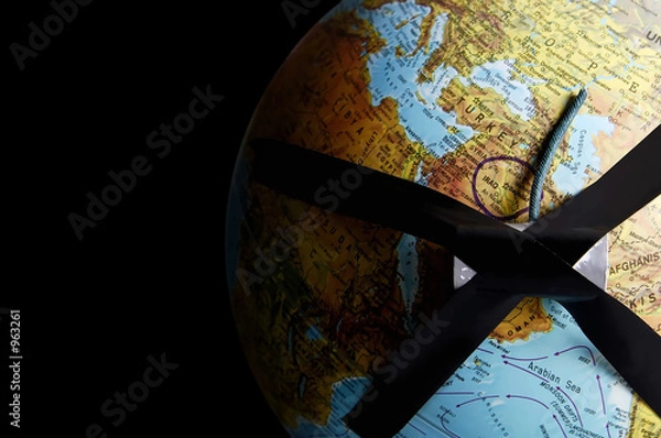 Obraz World war tragedy globe against black background