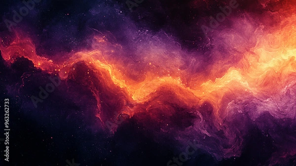 Fototapeta A watercolor abstract background in dark purples, evoking a spooky Halloween vibe with soft