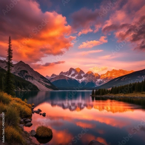 Fototapeta Sunset in the mountains.