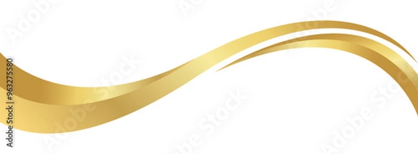 Fototapeta gold wave curve, golden wave corner shape for element, stripes ribbon golden graphic, striped gold