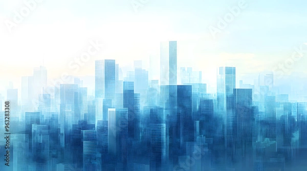 Obraz business city urban center cityscape artistic buildings architecture digital artwork skyline modern skyscrapers building modern commercial landscape  corporate financial environment busy businessman