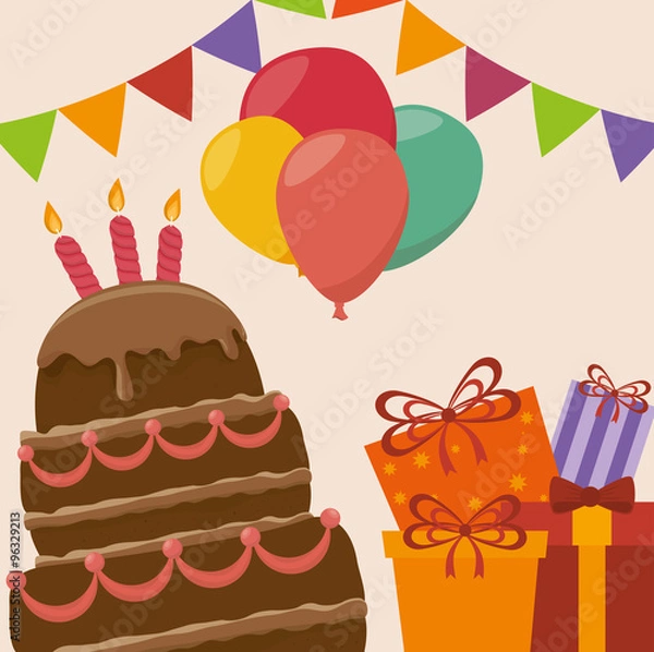 Fototapeta Happy birthday cake dessert