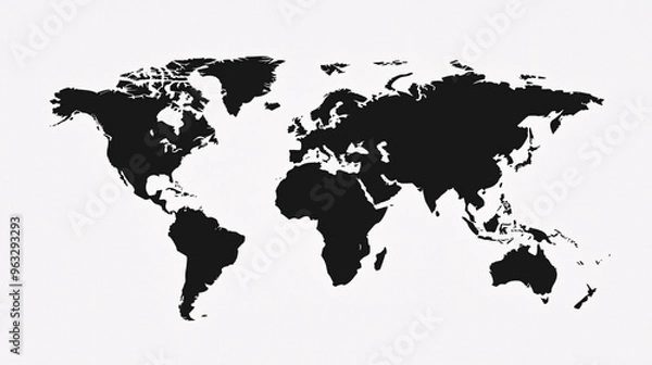 Obraz Black World Map Silhouette