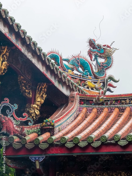 Obraz Chinese Dragon on Temple Roof