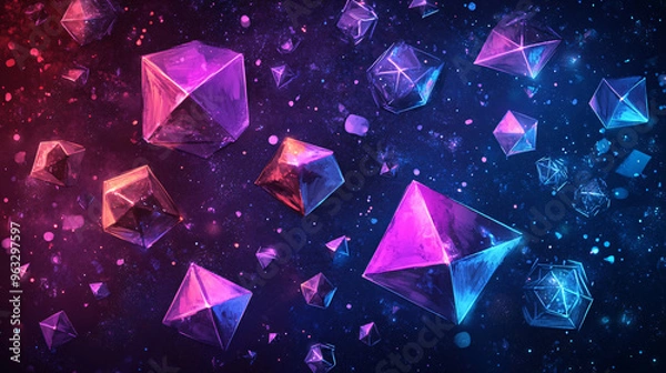 Obraz Neon Geometric Shapes in the Cosmos