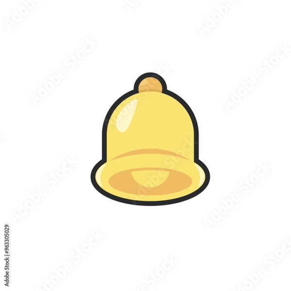 Obraz golden bell in outline flat vector design.