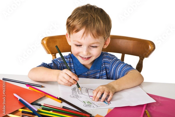 Obraz Young boy studies to draw