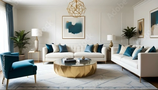 Fototapeta Photo interior modern design room 3d illustration