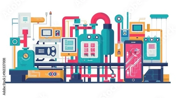 Obraz Complex Industrial Automation System with Modern Machinery
